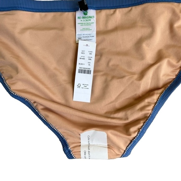 NWT J. Crew Retro Blue Ribbed-trim Hipster Full-coverage Bikini Bottom Sz XL - Picture 15 of 16